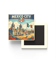Retro Meksika Meksiko City Şehri Temalı Vintage Buzdolap Magneti – 9x9 cm