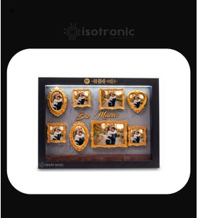 İsotronic Kişiye Özel Fotoğraf Çerçevesi – Biz Müzesi Gri Altın Çerçeve - Beyaz Led