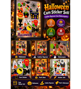 Halloween Cam Sticker Seti Cadılar Bayramı Parti Dekorasyon Cam Süsü Pencere Sticker Aksesuarı