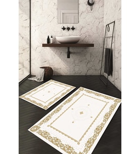 Dijital Baskılı Kaymaz Taban Yıkanabilir 2'li Klozet Takımı Banyo Paspası NDKZ-HT-1152 (Gold)