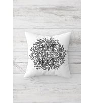 Home Sweet Home Çift Tarafı Baskılı Gizli Fermuarlı Yastık Kılıfı Kırlent Koltuk Yastık Kılıfı (Beyaz-Gri)