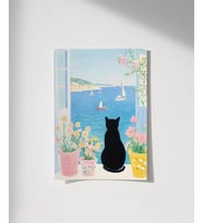 Çerçevesiz Poster e Chat et la Mer (Çok Renkli)