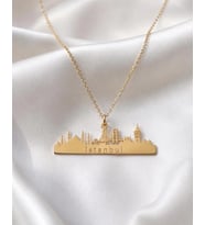 Kişiye Özel 925 Ayar Gümüş Tasarım İstanbul Figürlü Kolye (Gold)