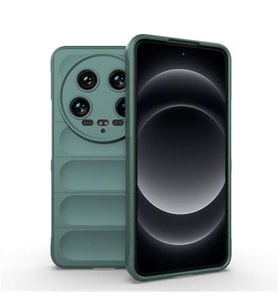 Coverzone Xiaomi Mi 14 Ultra ?le Uyumlu K?l?f TPU Oyuklu Arka Y�zey Z-Etnik Esnek Silikon Kapak Mi 13 Ultra i�in O-tto Prime Silikon K?l?f Koyu Ye?il