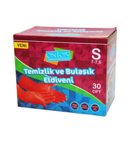 Onton Bulaşık ve Temizlik Eldiveni 30 Çift S Beden (7 - 7,5) Kırmızı Lateks