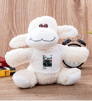 Kişiye Özel İnstagram Tasarım Fotoğraflı Peluş Koyun (Beyaz)