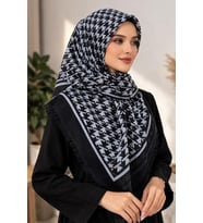 Emprime Koton Eşarp -  Siyah / Beyaz-6291 (Siyah - Füme)