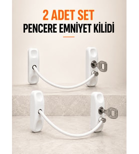 Pencere Emniyet Kilidi 2 Adet Set Kablolu Anahtarlı Pencere Açılma Sınırlayıcı