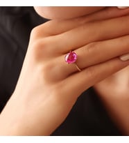 14k Pembe Topaz Taşlı Altın Yüzük