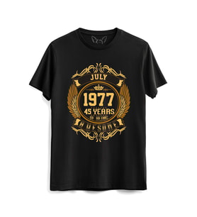 Vintage Gold Awesome Series July 1977 Siyah Tshirt
