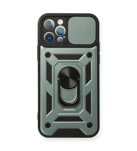 Apple iPhone 12 Pro Kılıf Pars Lens Yüzüklü Silikon - Yeşil