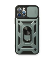 Apple iPhone 12 Pro Kılıf Pars Lens Yüzüklü Silikon - Yeşil