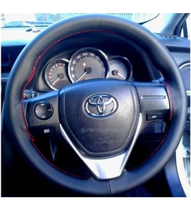 Toyota corolla dikmeli direksiyon kılıfı soft kırmızı ipli kokusuz