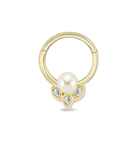 İnci Üç Taşlı Helix Piercing (Gold)