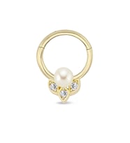 İnci Üç Taşlı Helix Piercing (Gold)