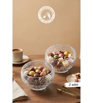 Selen Concept Çatlak Model El Yapımı Cam Kase 2'li Set (Şeffaf)