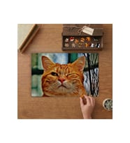 Göz Kırpan Sarı Kedi Tasarımı 240 parça Ahşap Puzzle Ahşap Kutuda MP08727