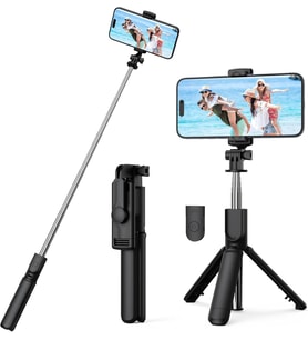 Çubuğu Tripod – 3'ü 1 Arada Bluetooth Uzaktan Kumandalı Telefon Tutucu, 360° Döner Başlık, iOS & Android Uyumlu, Vlog YouTube TikTok Video Çekimi için Hafif Tripod Infomax
