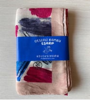 Modakaşmir Fırça Desenli Bambu Eşarp (Krem, Kahve ve Gri Tonlar) (Koyu Krem-Bordo)