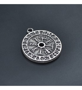 Vegvisir Pusula - Viking Sembol Kolye Ucu - Antik Gümüş Kaplama - Kod:129