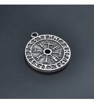 Vegvisir Pusula - Viking Sembol Kolye Ucu - Antik Gümüş Kaplama - Kod:129
