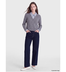 LCW Modest İndigo Yüksek Bel Wideleg Kadın Jean Pantolon