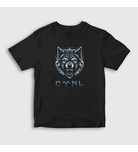 Presmono Unisex Çocuk Siyah Göktürk Türk Yazılı Kurt Bozkurt T-Shirt 475089tt