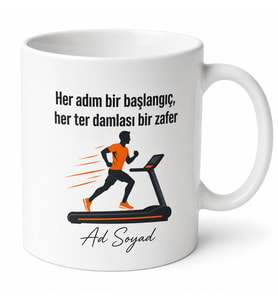 Koşu Bandı Ter Atanlara Maraton Başlangıcı Hediye Kupa Bardak Spor Temalı