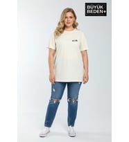 Kadın Büyük Beden AR Baskılı 3xl-6xl Bisiklet Yaka Tshırt SPR26BTSK510-1