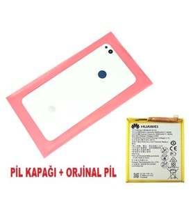 Tkgz Huawei Uyumlu P9 Lite 2017 Arka Pil Batarya Kapağı + PİL (CAM) BEYAZ
