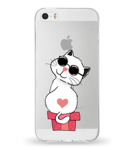 Apple iPhone 5SE Uyumlu Kapak Coolcat Tasarımlı Şeffaf Silikon Kılıf