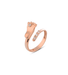 925 ayar Gümüş Zirkon taşlı Rose Bebek Ayağı modeli Ayarlanabilir Yüzük (STD)