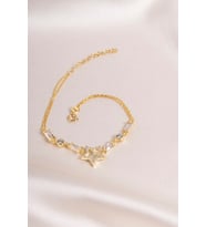 Baget Taşlı Yıldız Bileklik Gold Kaplama 925 Ayar Gümüş