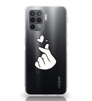 Oppo Reno 5 Lite Uyumlu Kalp Desenli Şeffaf Telefon Kılıfı