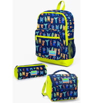 Coral High Kids Lacivert Neon Sarı Monster Desenli 3’lü Okul Çanta Seti - Kız ve Erkek Çocuk