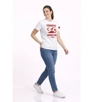 Türkiye World Cup 2026 Baskılı Tişört Futbol Temalı Forma T-Shirt - Beyaz