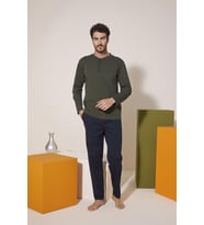 KLY 9210 Erkek Midi Yaka Pijama Takım