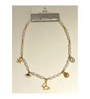 Monalisa Home Renkli Gold Renk Lüks Figürlü Gösterişli İncili Kolye