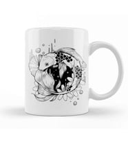 Koi Fish in Noire Space Kupa Bardak Porselen