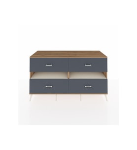Kronos Konsol 2 Raflı 4 Çekmeceli  176x59x99 Çam-Aytaşı/Antrasit