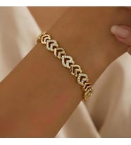 Bontexs Kalp Figürlü Işıltılı Sıralı Zincir Bileklik - Gold Tasarım 14k Kaplama