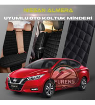 Nissan Almera Siyah Renk Tay Tüyü Cepli & Terletmez Sırtlı Oto Koltuk Minder Seti - Koltuk Koruma Kılıfı (ÖN & ARKA TAM SET)