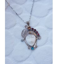 Topaz Sitrin Taşlı Kemik İşlemeli Uyuyan Prenses Tasarım Gümüş Kolye