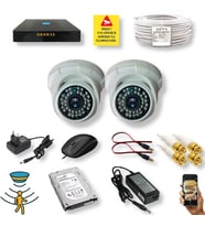 2 KAMERALI SET - HAREKET ALGILAYAN GECE GÖRÜŞLÜ 36 IR LED 5MP SONY LENSLİ 1080P FULL HD DOME İÇ MEKAN GÜVENLİK KAMERASI SETİ D136B