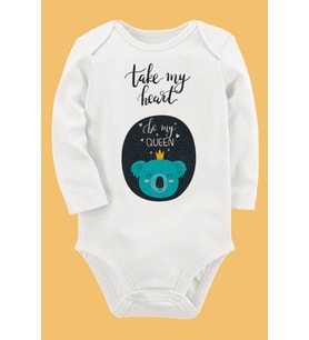 Organik Baskılı Pamuklu Unisex Bebek Body UZUNE189
