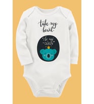 Organik Baskılı Pamuklu Unisex Bebek Body UZUNE189