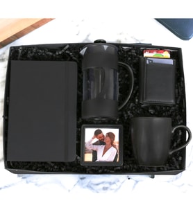 Kişiye Özel Hediye Seti Defter & Kupa Bardak Siyah French Press Çerçeve Ve Erkek Cüzdan (Siyah)