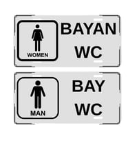 Bay Bayan WC Tabela Seti - Metal Tuvalet Yönlendirme Levhası (2'li Set)