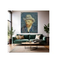 Van Gogh Kanvas Tablo Kanvas Duvar Tablosu Gri Şapkalı Portre Empresyonizm Tablo
