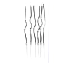 6 LI KIVRIMLI GÜMÜŞ MUM 16CM Pasta Mumu Spiral Kıvrık Mum